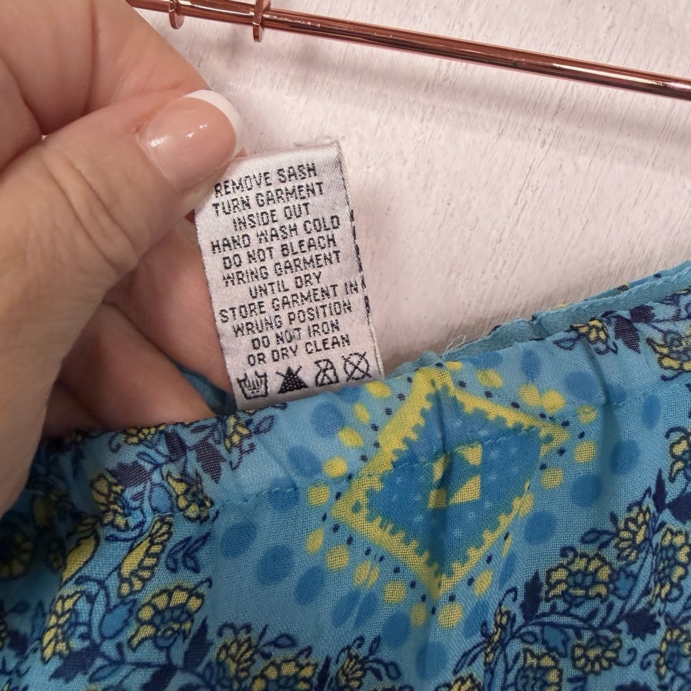 VTG Draper's & Damon's Skirt BoHo Maxi Skirt SZ LP Blue Gauzy Tiers Sheer Gypsy - Picture 9 of 11